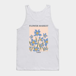 Abstract Flower Market Illustration, Blue Iris Flower Tank Top